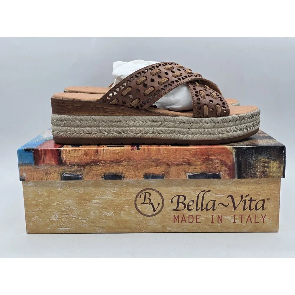 New BELLA VITA Women's Exa-Italy Espadrille Slide Sandal Suede Leather‎ Size 8 M